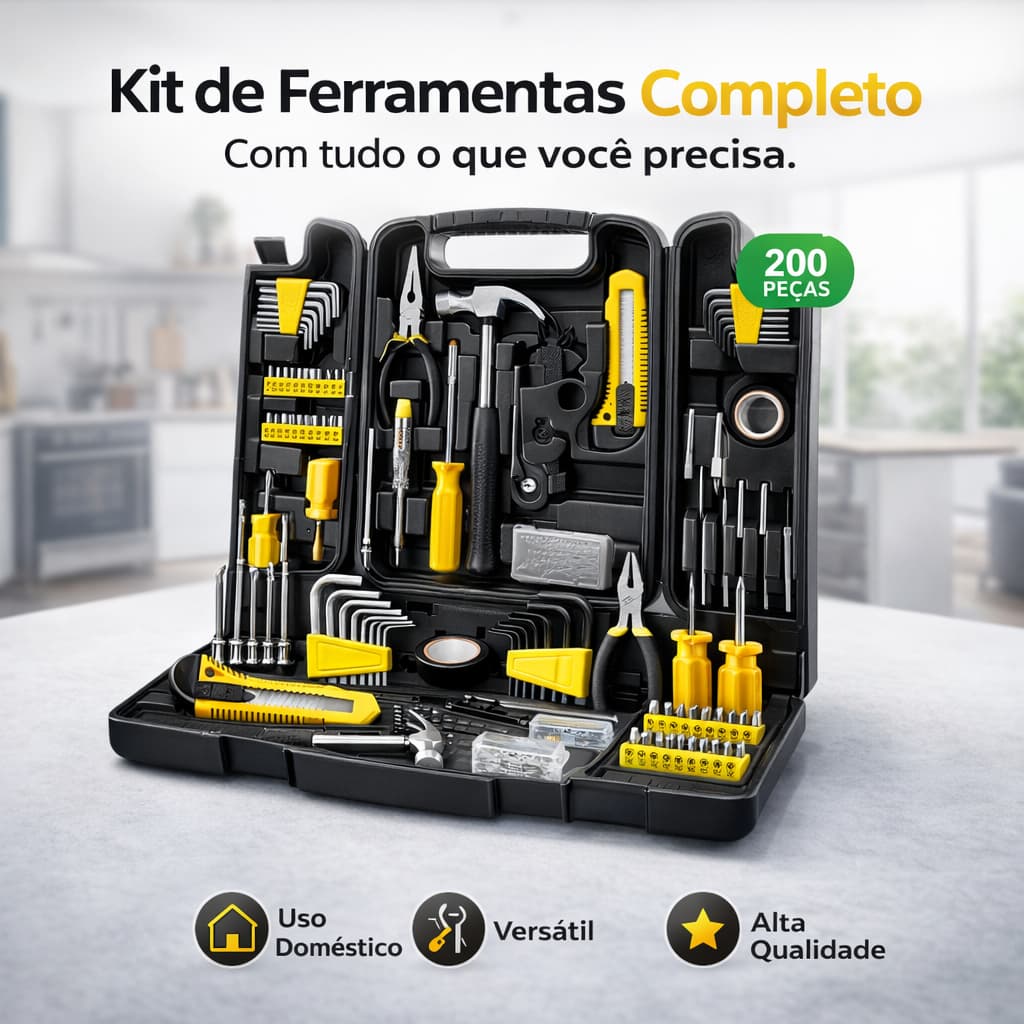 Kit De Ferramentas Com 200 Peças e Maleta Organizadora Completo Jogo De Ferramentas Profissional e Doméstico Aço alicate