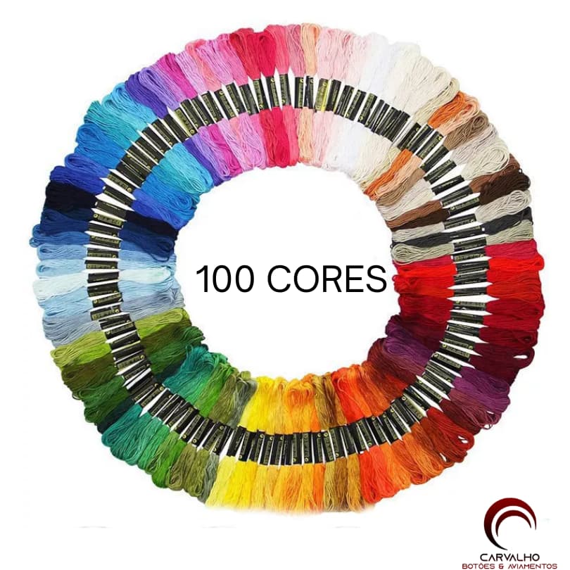 Linha Meada Para Bordar e Fazer Ponto Cruz Excelente Cores diversas Com 100 Cores