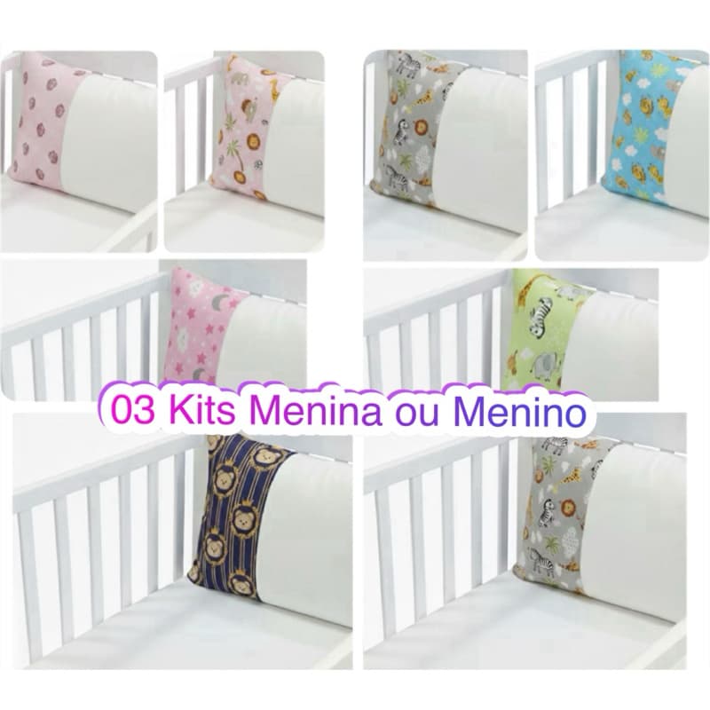 Kit 3 Jogos De Lençol Berço Americano Com Fronha Menino E Menina Macio Confortável Estampado Enxoval Bebê Premium
