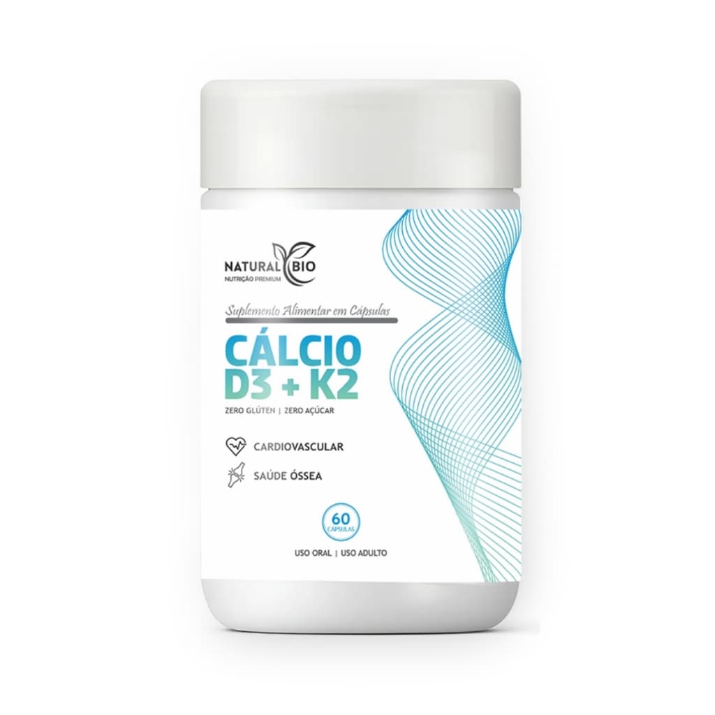 Cálcio com Vitamina D3 + Vitamina K2 MK7 60 cápsulas Original Natural