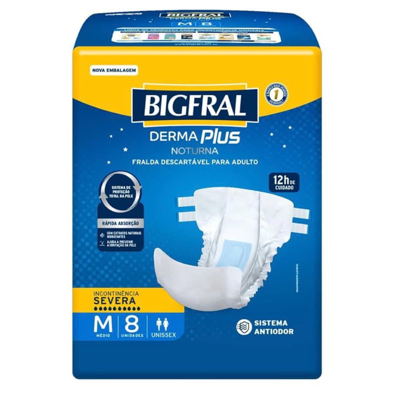 bigfral derma plus M noturna FRALDA DESCARTÁVEL PARA ADULTOS geriátrica