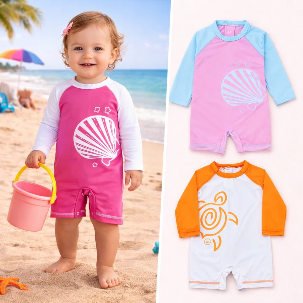 Macacão Praia para Bebê Menina com Proteção Solar UV50+
