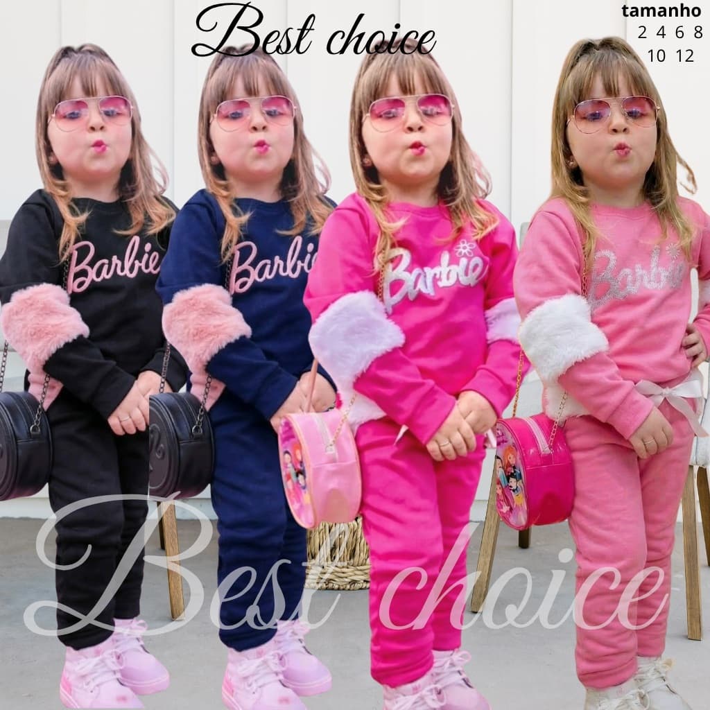 Conjunto infantil moletom poliéster para meninas quentinho