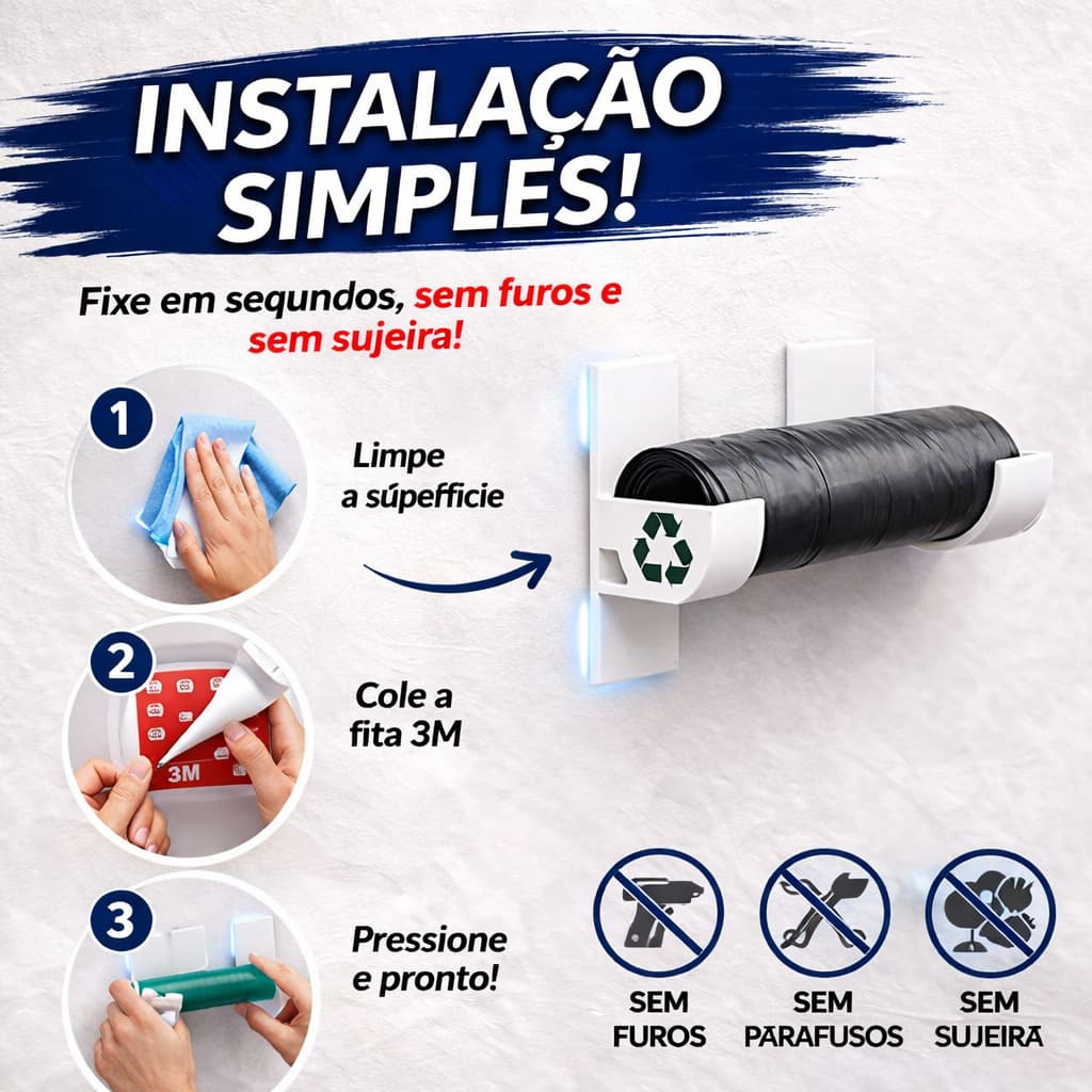 Suporte Saco Lixo Rolo Dispenser Porta Lixo Sacola Multiuso Organizador , Lavanderia, Cozinha Dupla Face, cozinha, org