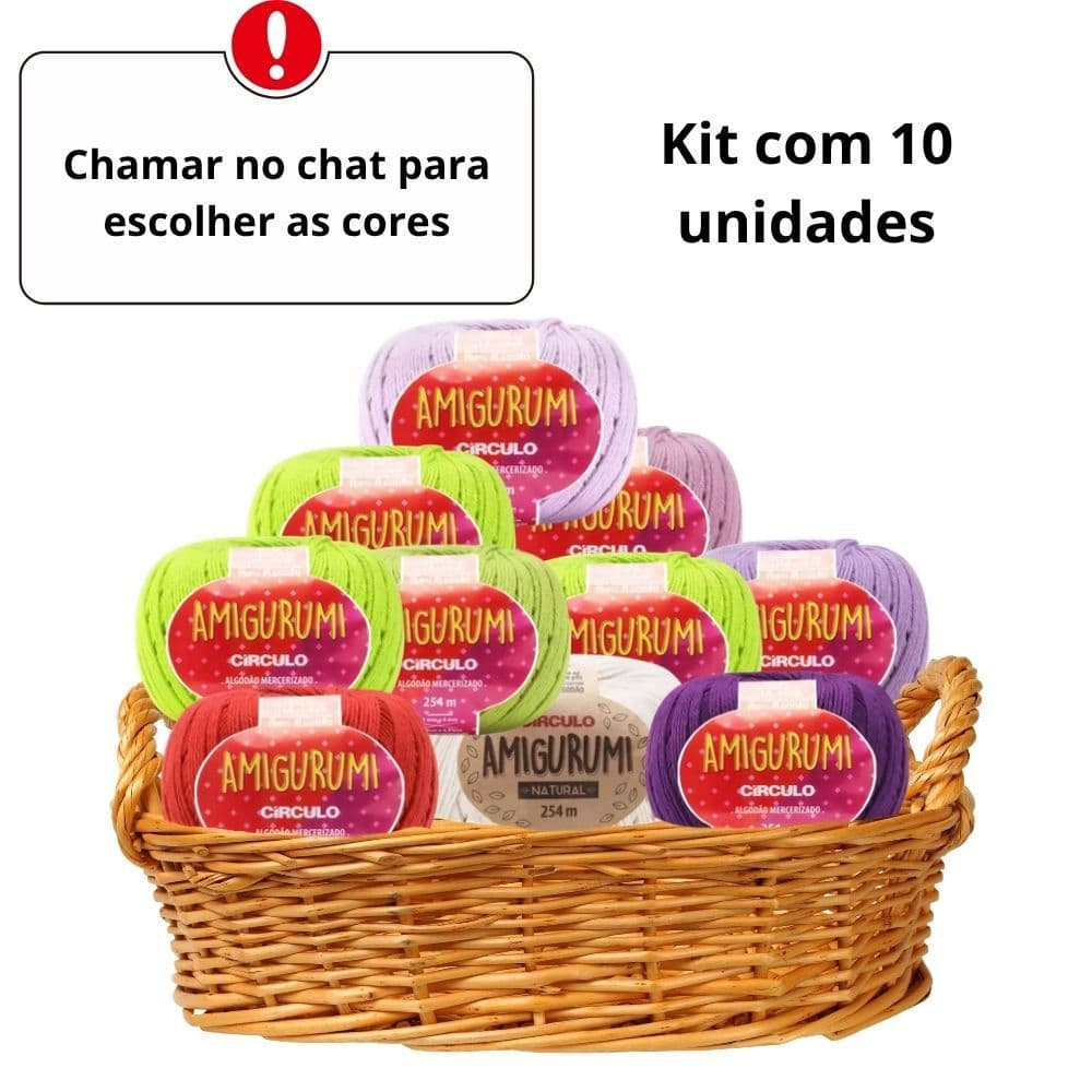 kit com 10 uni linha amigurumi mercerizado 125g 254m 100% algodão | Fio Círculo para crochê e tricô