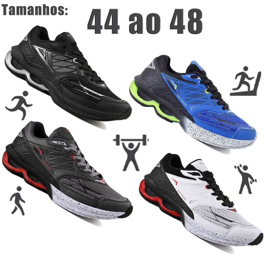 Tenis Masculino Esportivo Academia Tênis Corrida Tamanho Especial 44 45 46 47 48