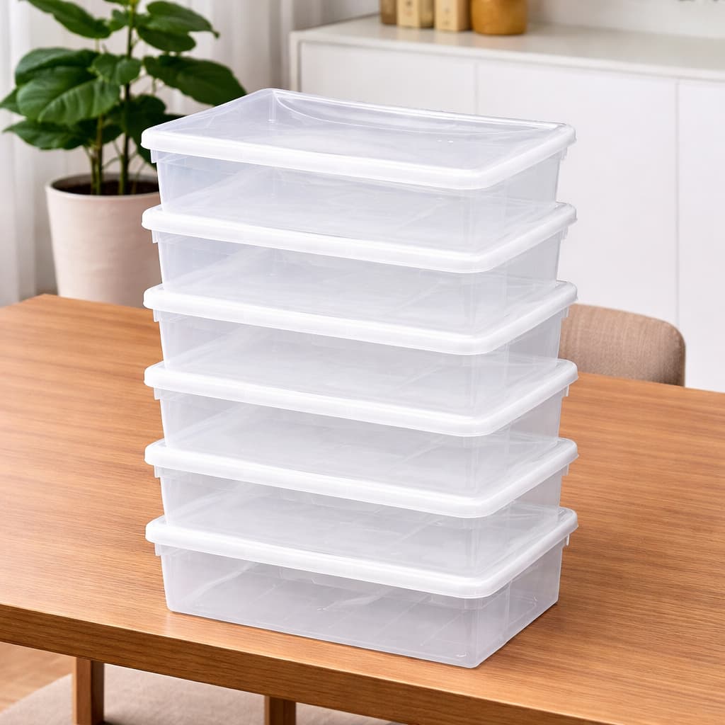 Kit 6 Caixas Organizadora 5 litros com Tampa Plástico para Geladeira e Cozinha Multiuso