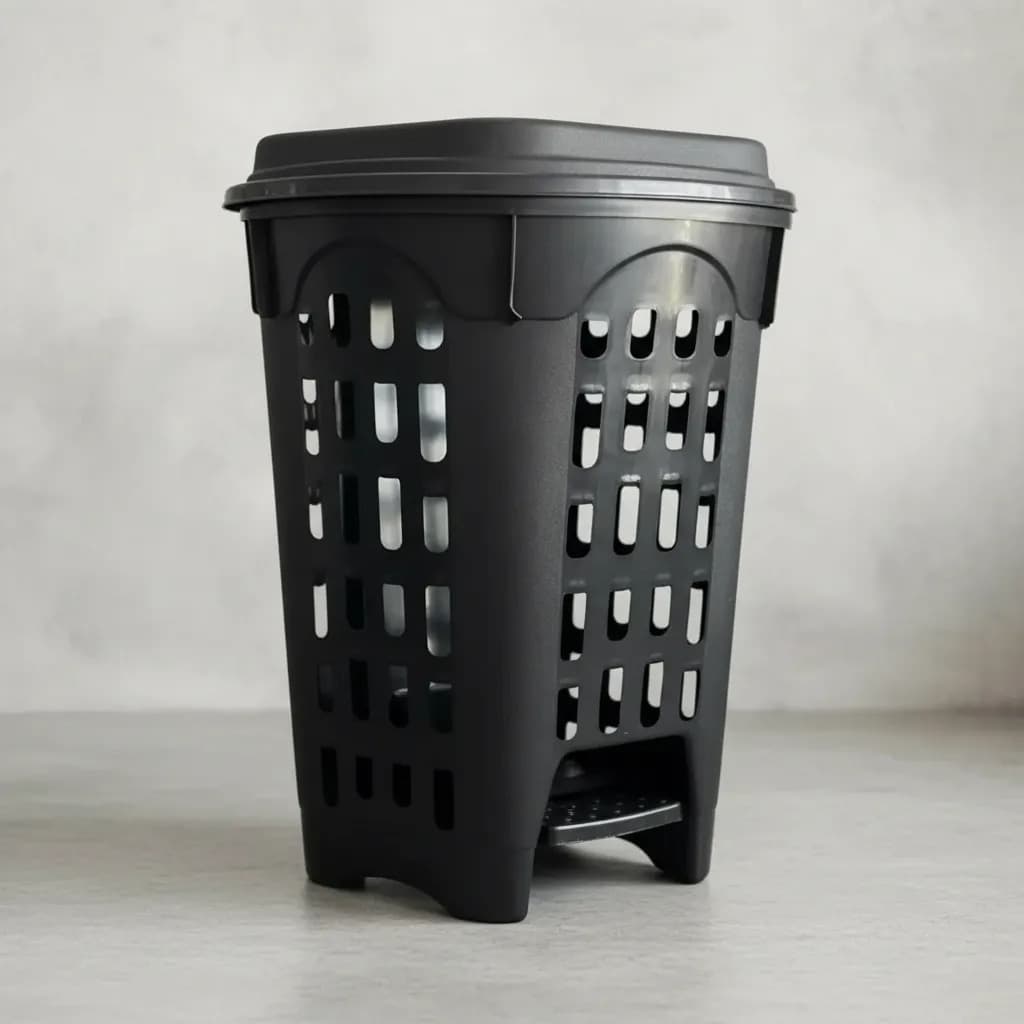 Cesto De Roupas Suja Telado C/ Tampa E Pedal 35L Plástico Cesto Para Roupas Sujas Organizaçao Banheiro Lavanderia Quarto