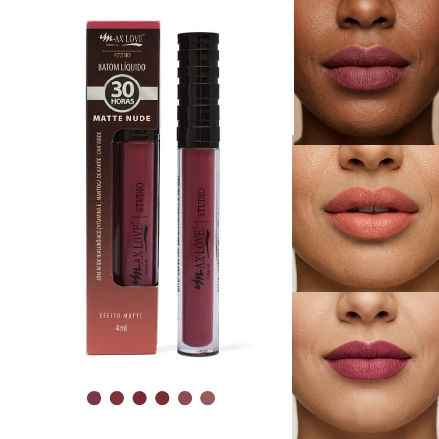 Batom Líquido Matte Nude 30h com 4ml Max Love