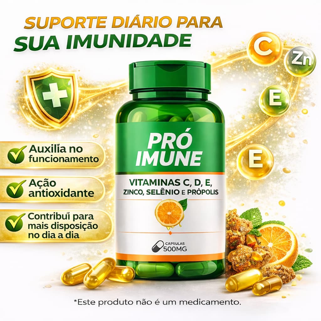 Vitamina Imunidade Pro (Extrato Própolis + Vitamina C D E Zinco - Pró Imune - Cápsulas Biovittas