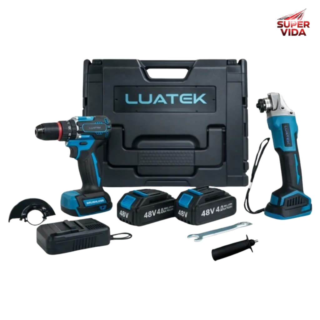Kit Ferramentas 2 em 1 Luatek 48V Parafusadeira + Esmerilhadeira Sem Fio