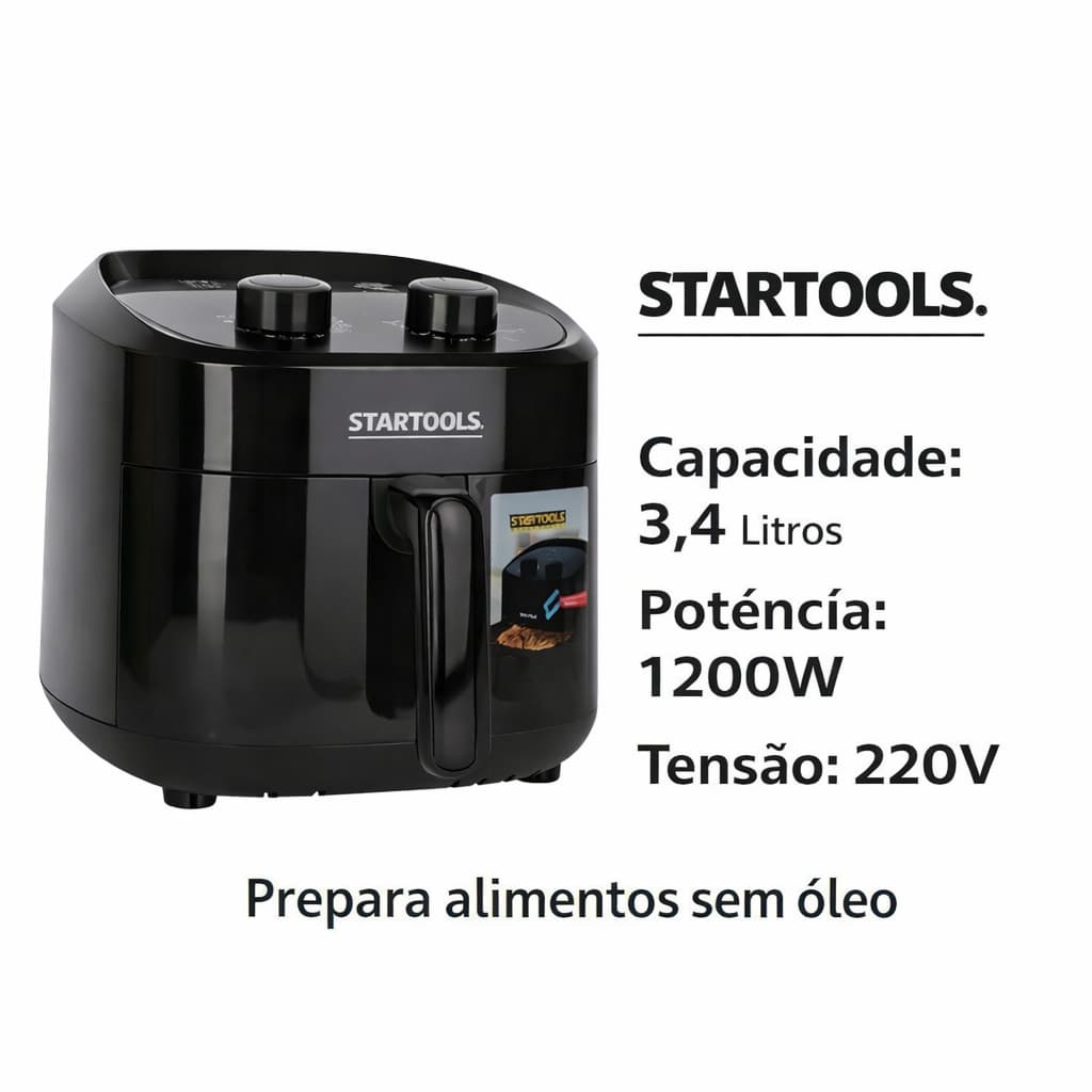 Fritadeira Elétrica Air Fryer 3,4 Litros, 1200W, 220V – Preparo Sem Óleo