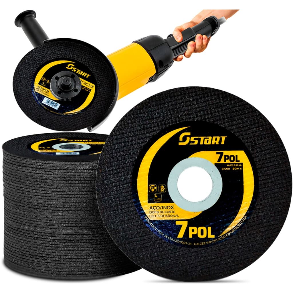 Kit 50 Peças Start Disco Corte 7 Pol Aço Inox Para Esmerilhadeira Para Esmerilhadeira
