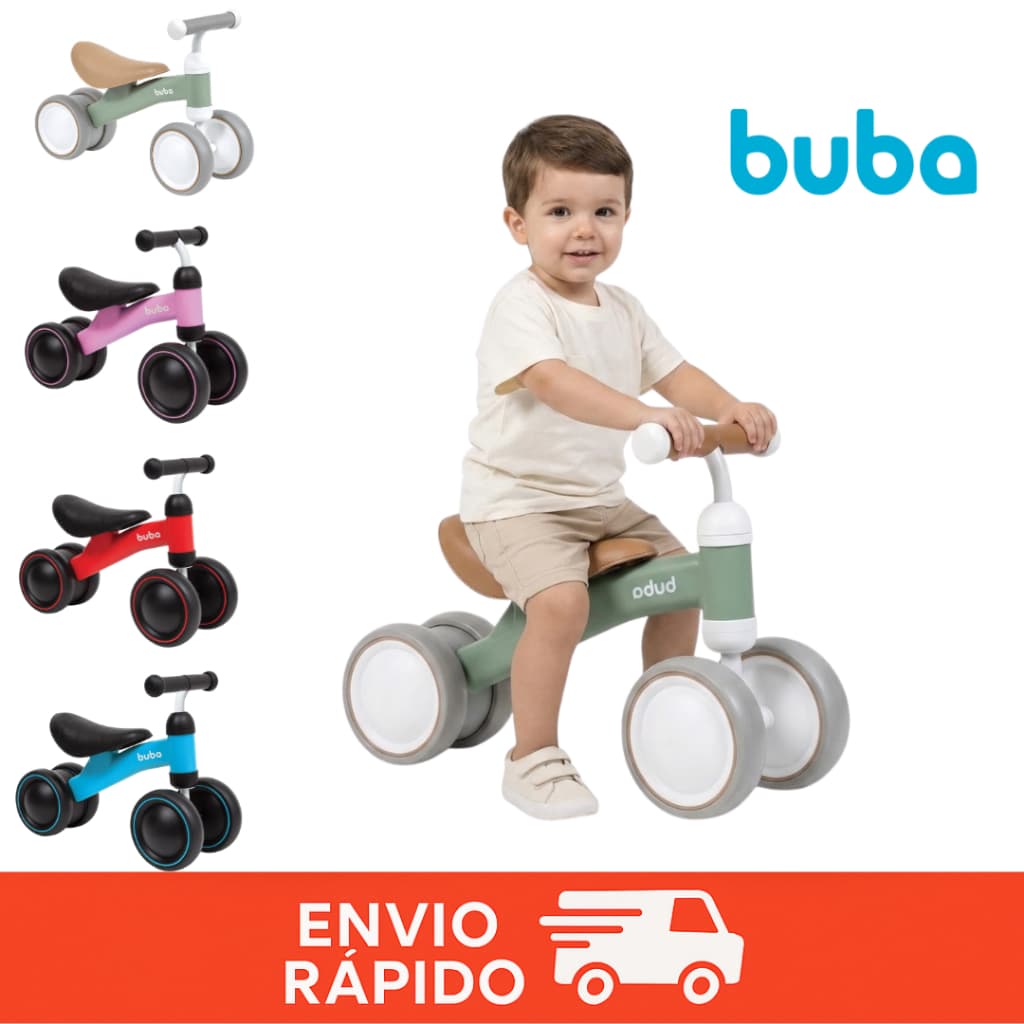Bicicleta Equilíbrio Infantil Andador Sem Pedal 4 Rodas Bebê Buba Criança