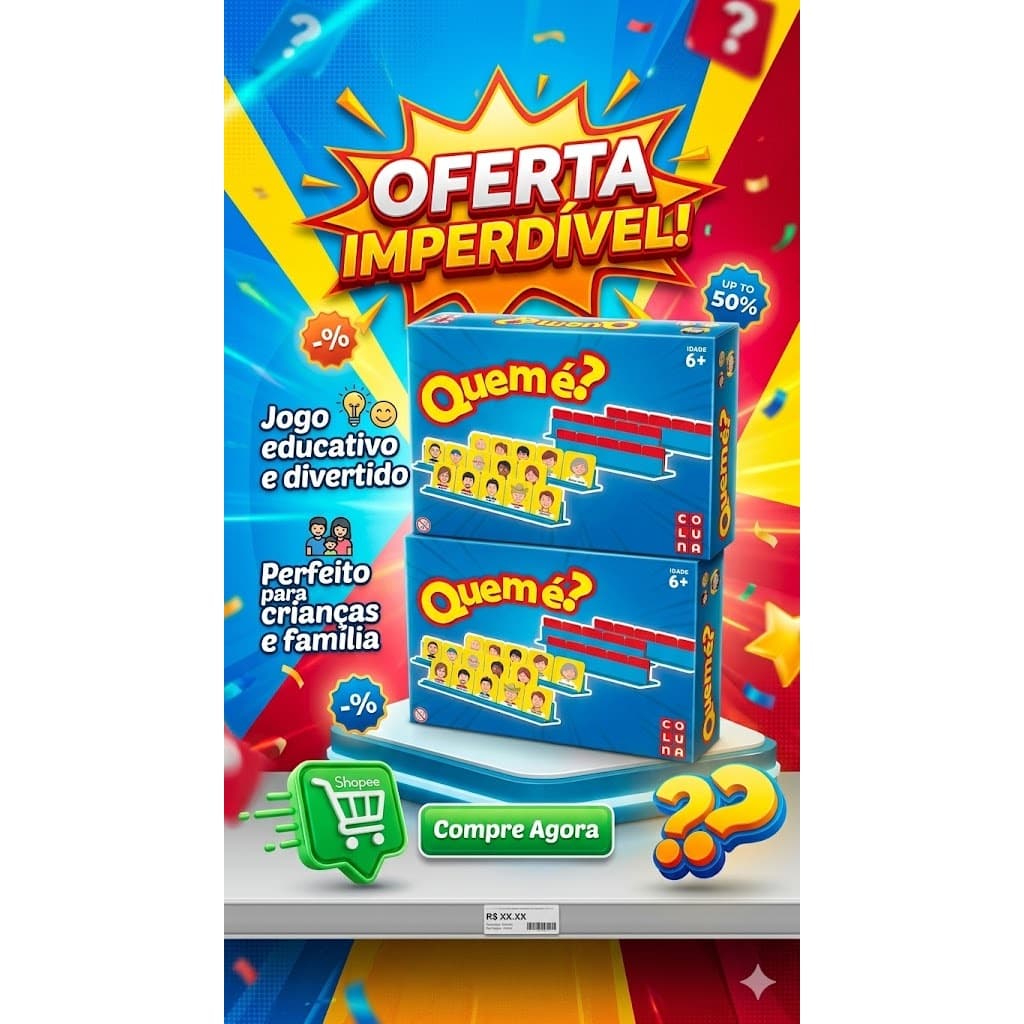 Jogo Quem é? Coluna 6+ | Jogo de Adivinhação Infantil e Família | Educativo, Divertido e Interativo