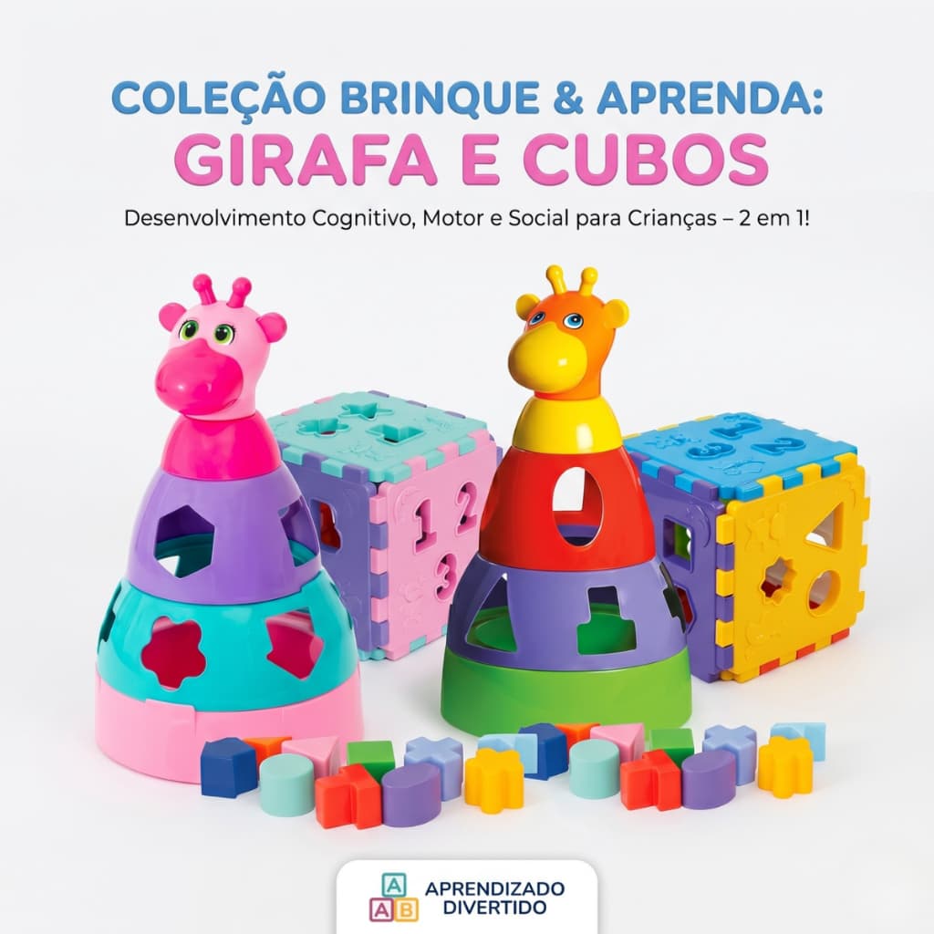 Brinquedos Didático Cubo e Girafa Brinquedo Educativo Infantil para Meninos e Meninas