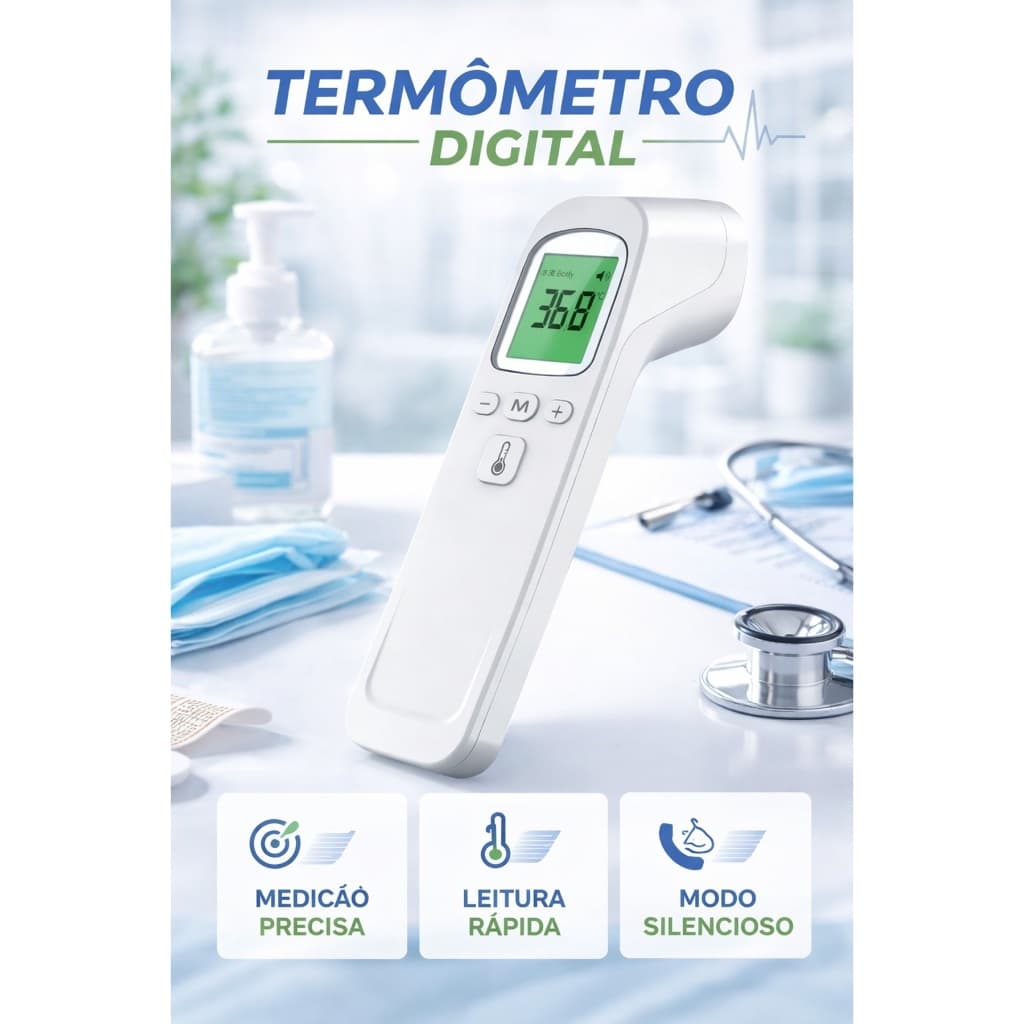 Termômetro Digital Infravermelho com Medição Rápida De Alta Precisão