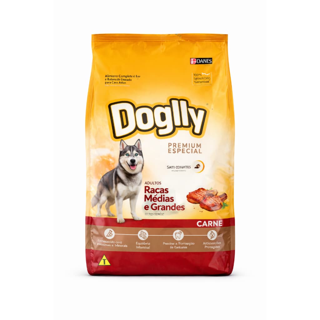 Ração Cachorro Adulto Raças Médias e Grandes Doglly Premium Carne  15 kg