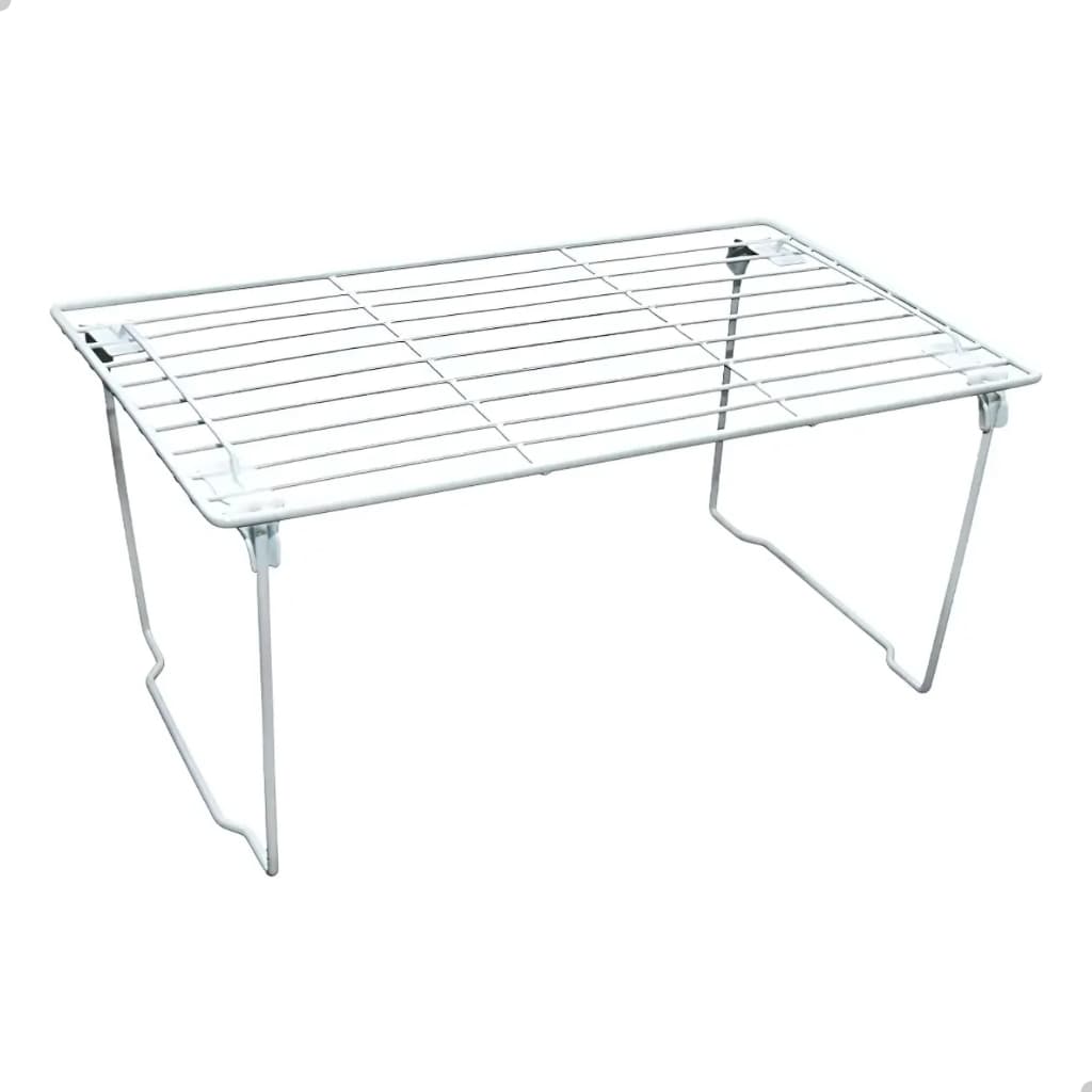 Prateleira Dobrável Empilhável Metal 40cm Organizador Multiuso Cozinha Armário Resistente