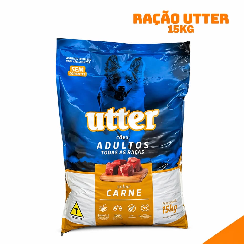 Ração Utter Cães Adultos Sabor Carne e Alta Qualidade - 15kg e 7kg