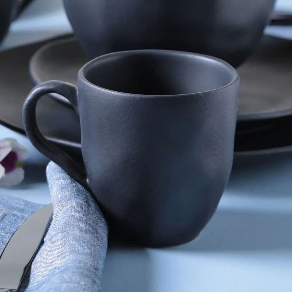 Caneca para Chá, café, Capuccino Preto Matte 273ml Cerâmica Stoneware Porto Brasil 1ª Linha Organica