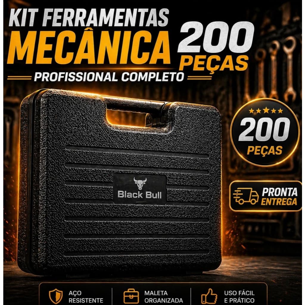 Kit Ferramentas Mecânica 200 Peças - Profissional Completo com Maleta Resistente e Organizada!