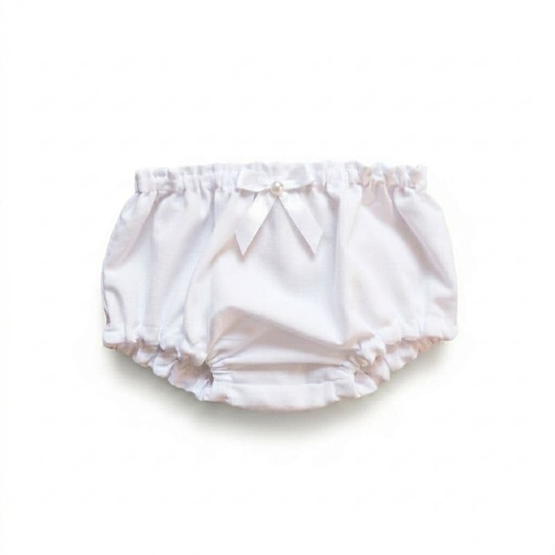 Calcinha Tapa Fralda Infantil Enxoval Premium Bebe Menina 100% Algodão Confortável Branca Batizado Cores Variadas Verão