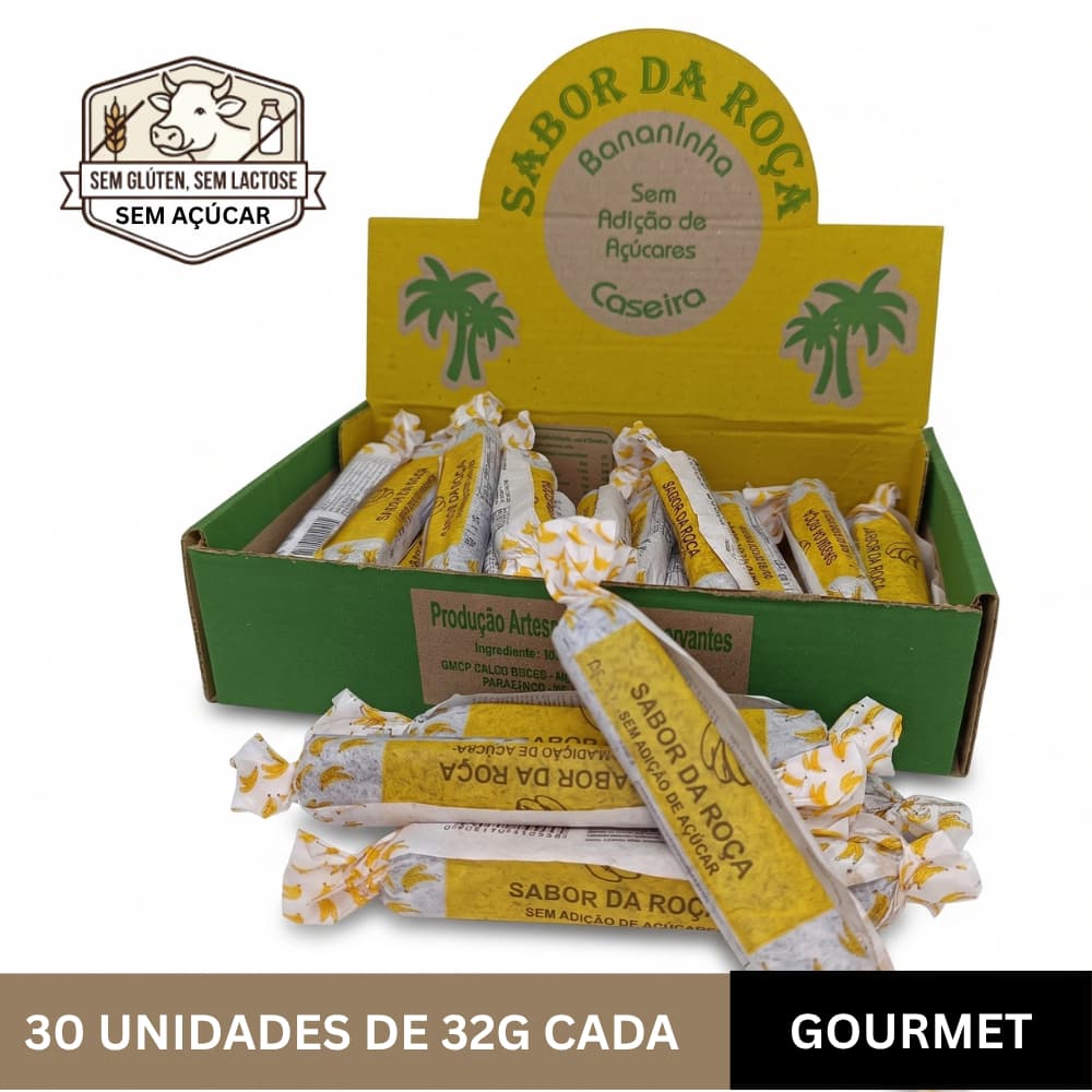 Bananinha Doce Sabor da Roça Sem Adição de Açúcar  30 Unidades | 100% Natural, Caseira e Saudável