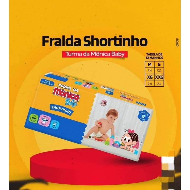 Fralda Infantil Turma da Mônica Shortinho Jumbinho Tipo Calça