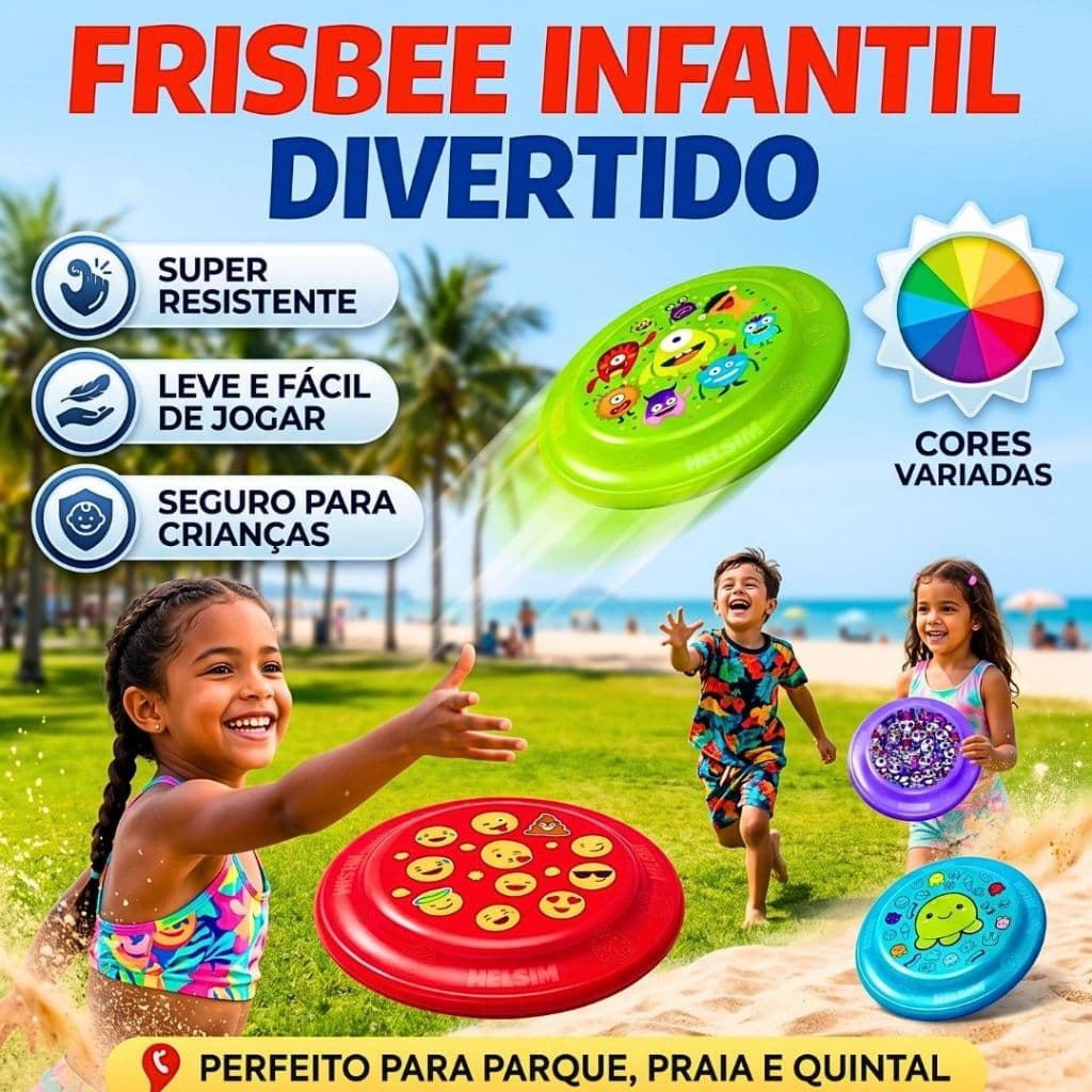 Frisbee Infantil Resistente e Leve | Disco Voador para Crianças | Praia Parque | Cores Sortidas Pet!