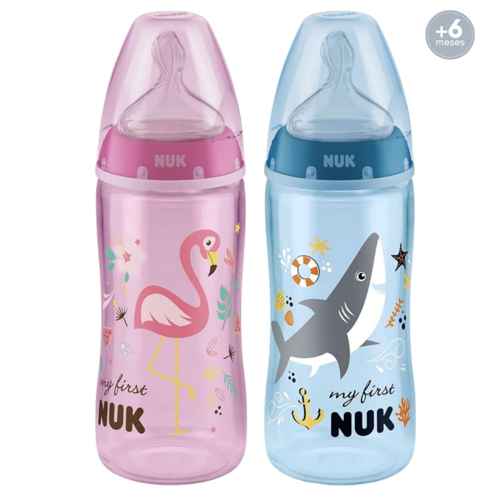 Mamadeira Nuk My First Ortodôntica Valvula Air System +6 Meses 300 mL Rosa e Azul