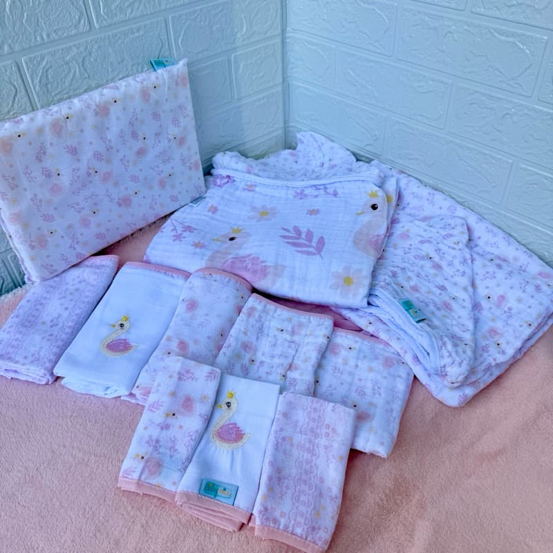 Kit enxoval de bebê 11 Peças toalha de banho bebê, fralda bebê, panos de boca, travesseiro anatomico