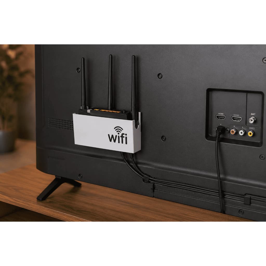 Suporte para Roteador Wireless Organizador WiFi de Parede, Prateleira Compacta para Modem e Repetidor, Organiza Cabos
