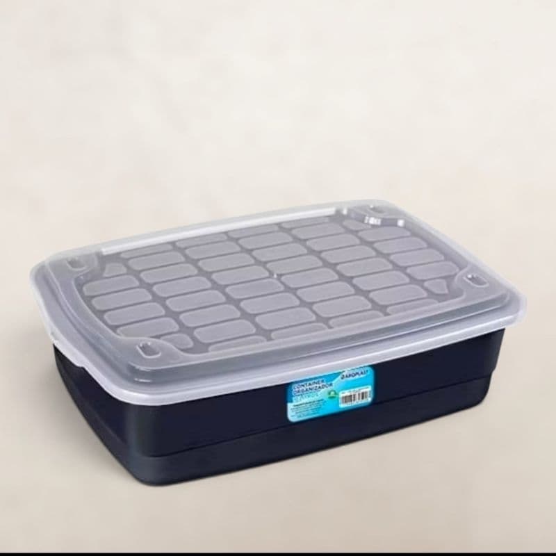 Caixa Organizadora Pote Container Multiuso 5 Litros Preto Com Tampa Cozinha Lavanderia Closet