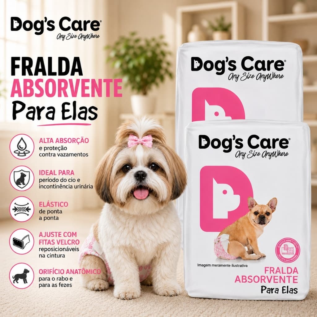 Fralda higiênica cães Pet descartável para cachorro Fêmea M kit 48 unidades Dogs care