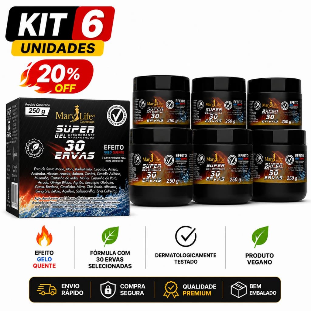 SUPER GEL 30 ERVAS - 250g 🟢 💥 Alívio Imediato | Relaxante Muscular | Ação Refrescante 💥
