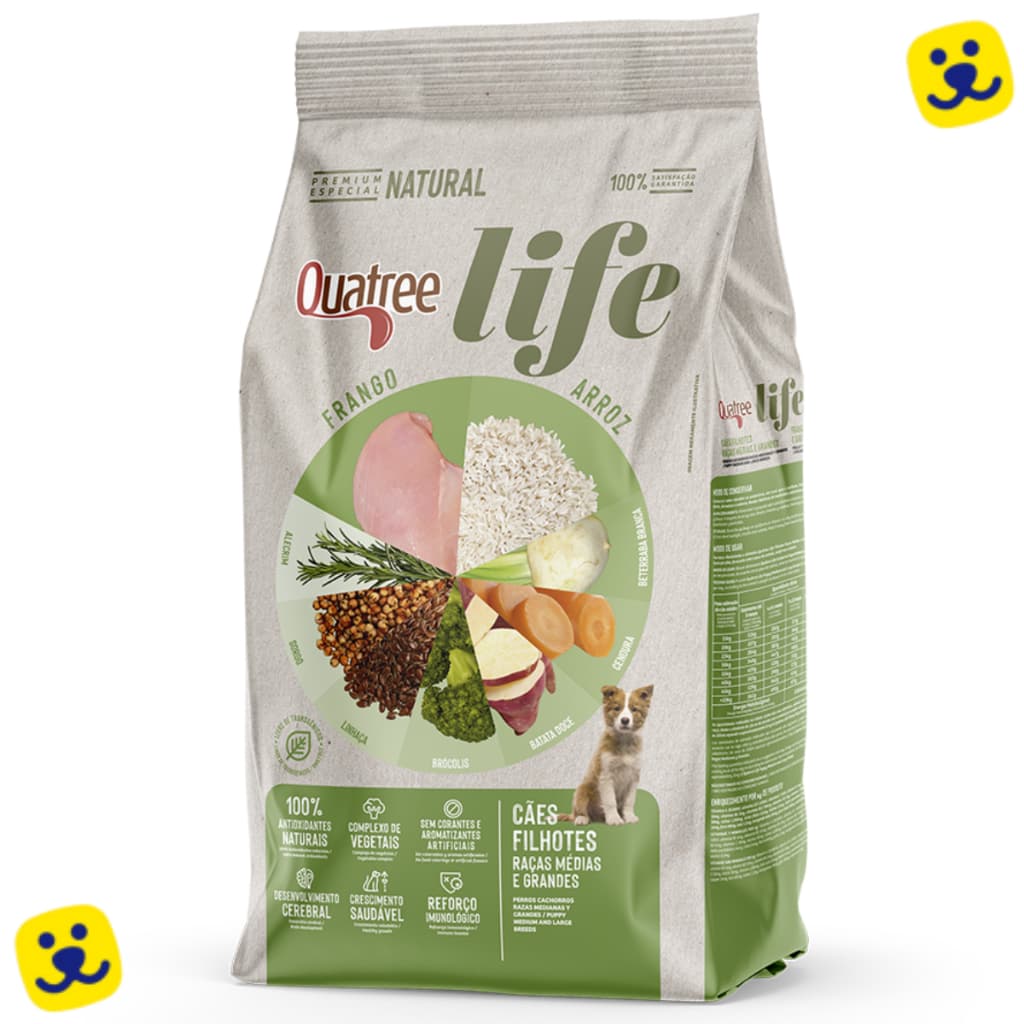 Ração para Cachorro Quatree Life Ração Cachorro Filhote Ração Quatree Life Frango Arroz 3Kg