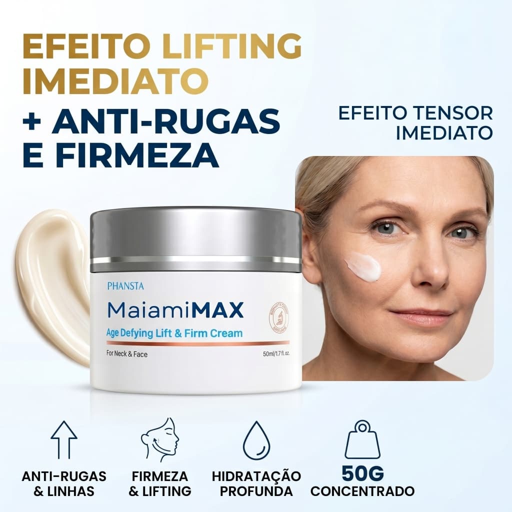 PHANSTA Creme Rejuvenescedor Rosto e Pescoço Lifting Antirrugas Anti-idade 50g
