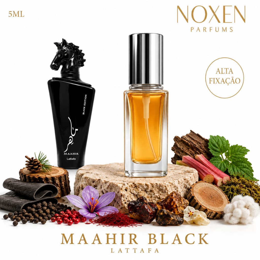 Perfume Masculino 5ml Premium Vidro Spray Maahir Black Intenso Importado