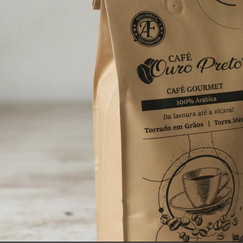 café Ouro Preto Gourmet em grãos,Torra media,Bebida fina suave,com notas de chocolate,Graos selecionados