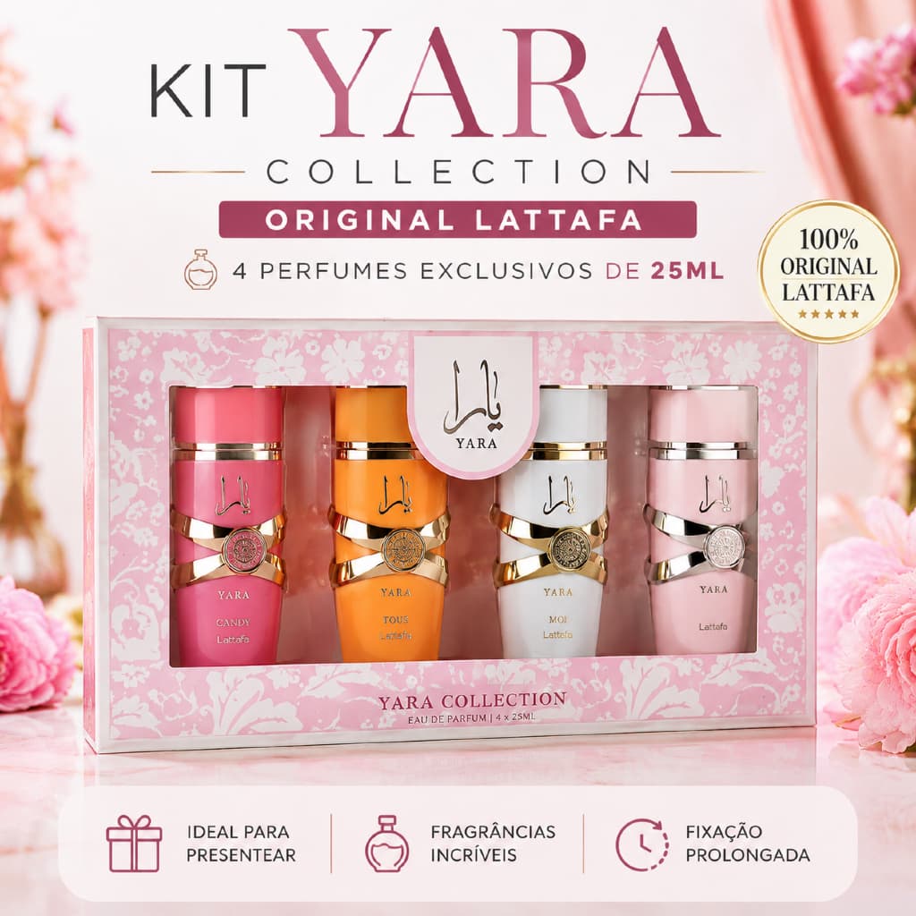 Kit Yara Collection Lattafa 4x25ml Original Feminino Eau de Parfum Importado