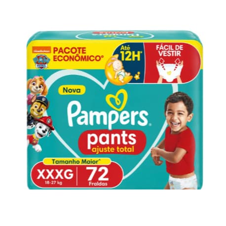 Fralda Pampers Pants Ajuste Total Tamanho Xxxg, 72 Unidades