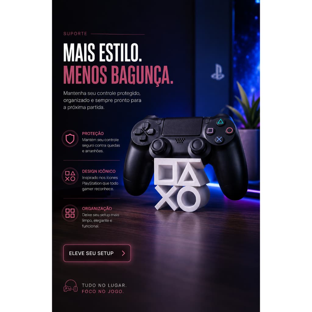 Suporte para controle video game PS4 / XBOX / PC