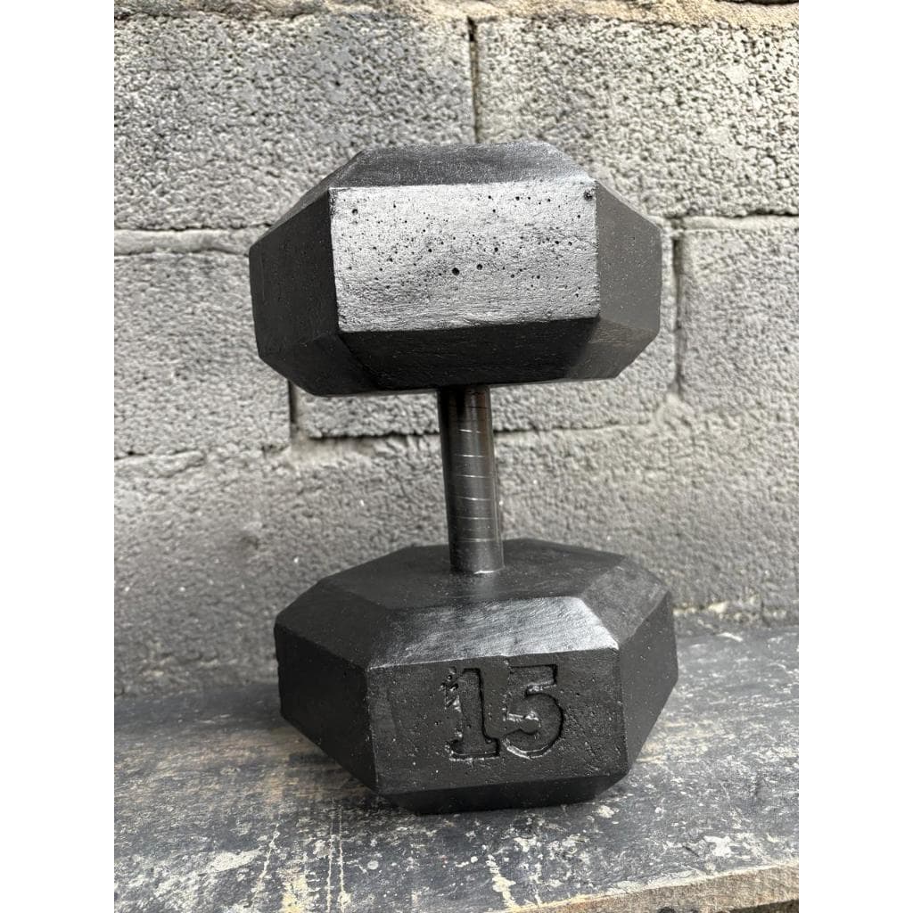 Halter de 15kg Sextavado - unidade  - Halter sextavado - Peso de academia - Halter de cimento
