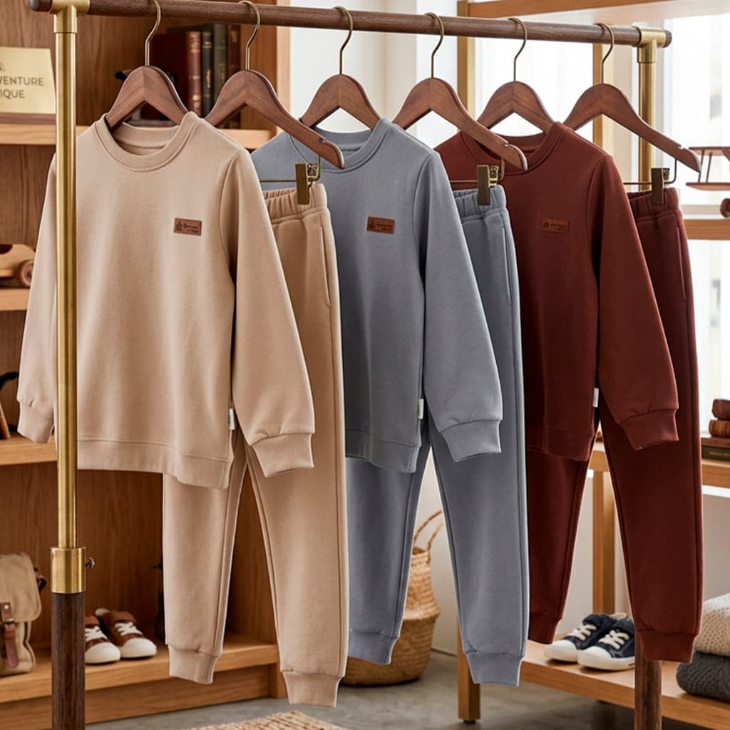 Conjunto Moletom Minimalista Infantil Menino Blusa e Calça Manga Longa Roupa de Frio Inverno Masculino Básico Liso L13