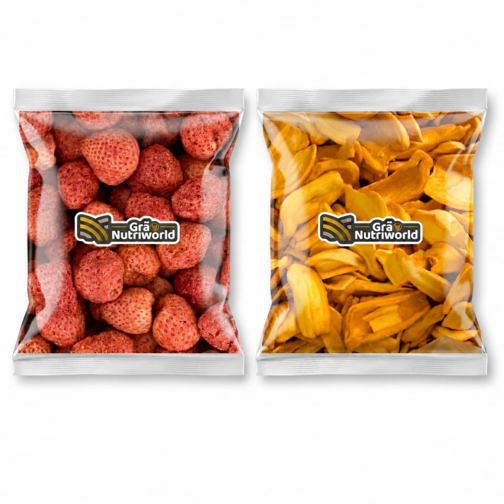Kit Morango Liofilizado + Jaca Liofilizada Importado 100g cada