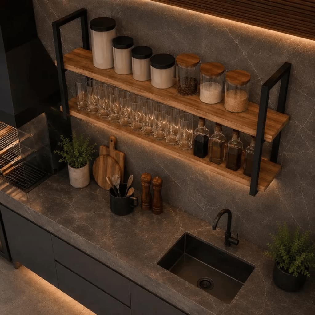 Suporte Prateleira Kit 2 Peças Estilo Industrial Ferro Cozinha Nicho Parede