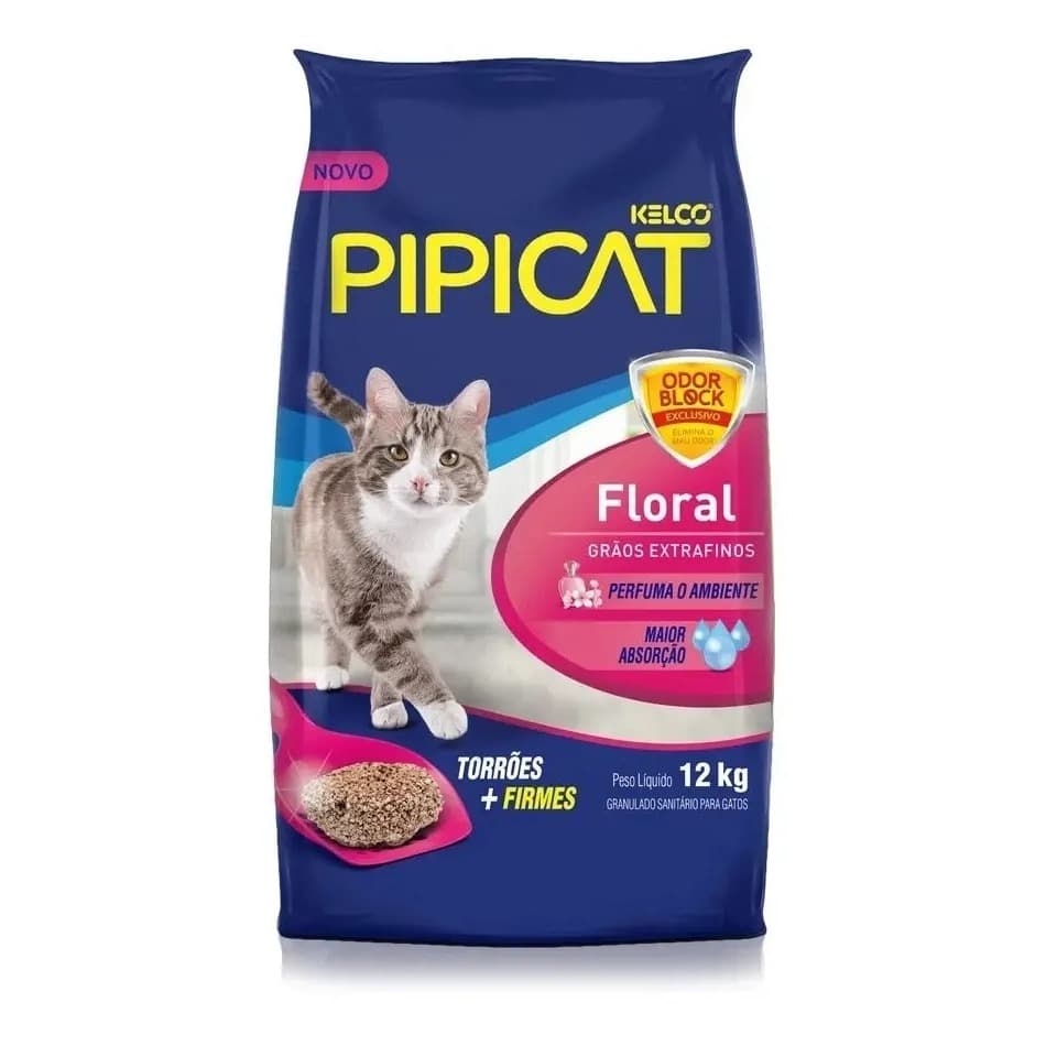 Areia Sanitária Floral Perfumada Pipicat 12kg