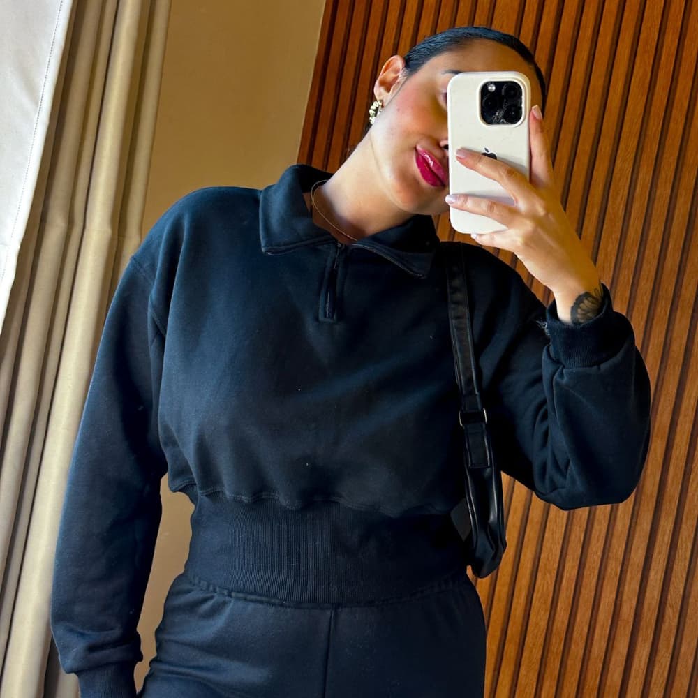 Conjunto Moletom Feminino Inverno Gola Alta Calça Flare Conjunto Elegante Quentinho Moda Inverno