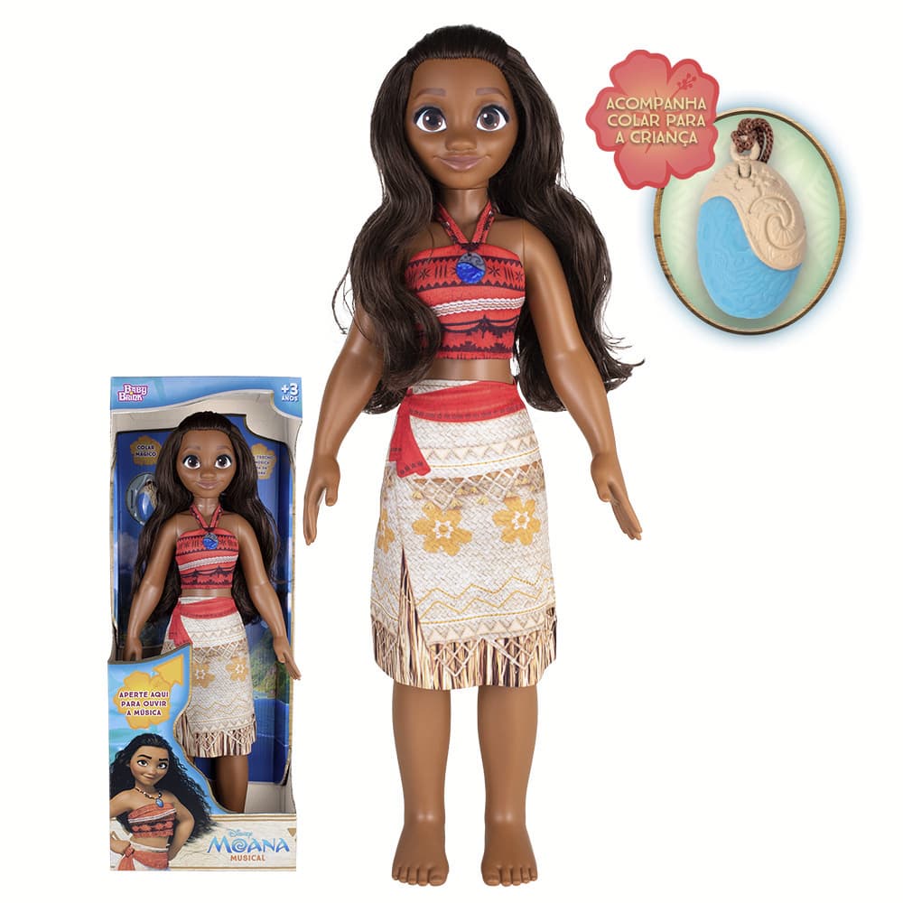 Boneca Infantil Moana Com Colar Disney Canta Música Articulada Original